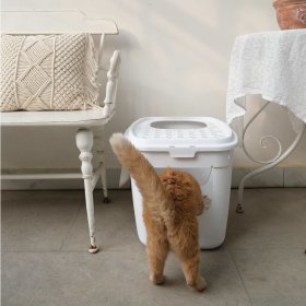 (B-WARE) Katzentoilette Katzenklo mit Einstieg vorne und oben 54 x 44 x 41 cm Weiß