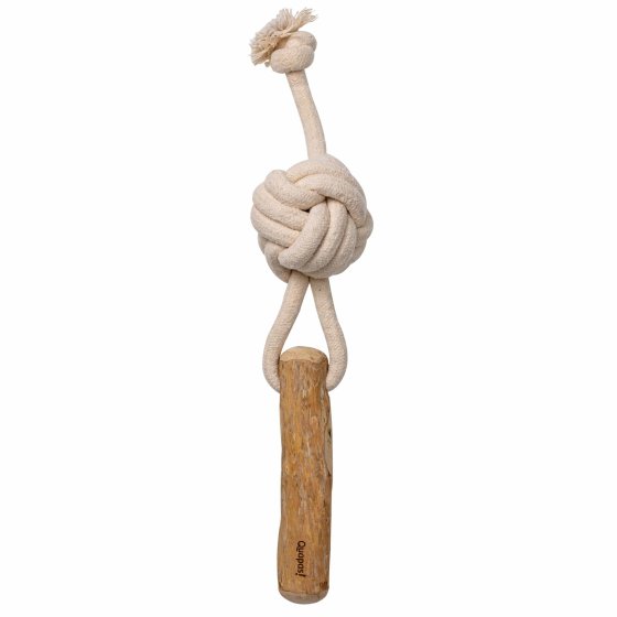 Dog toy Play rope made of cotton and coffee wood Shoot 40 x 11 x 8 cm