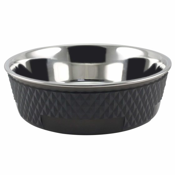 Dog bowl double walled food bowl water bowl stainless steel 1600 ml black