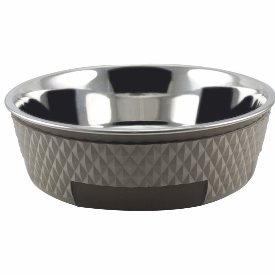 Dog bowl double walled food bowl water bowl stainless steel 850 ml brown.