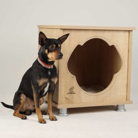 Luxus Hundehütte Hundehaus Hundebett massiv mit Kissen 50 x 45 x 53 cm