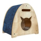 Luxury cat house cat cave wooden cat bed with scratching rug 45 x 36 x 45 cm