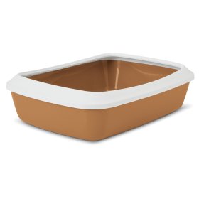 Tray litter tray cat litter tray with removable rim brown-white IRIZ