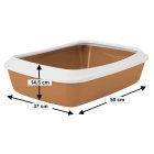 Tray litter tray cat litter tray with removable rim brown-white IRIZ