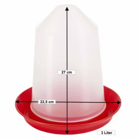 Geflügel- und Hühnertränke Wasserspender Stülptränke Tränke weiss-rot 1 oder 3 Liter