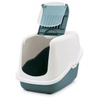 2-pack cat litter tray bonnet litter tray in blue-white with free cat toy