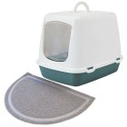 Starterpaket Katzentoilette Haubentoilette OSCAR in weiss-grün  + Vorlegematte + Streuschaufel