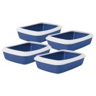 4-pack of economy litter tray litter tray blue-white IRIZ with free cat toy