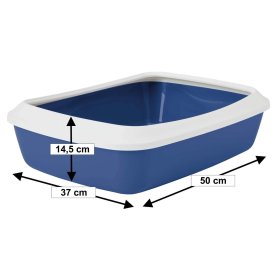 2-pack of economy litter tray litter tray blue-white IRIZ with free cat toy