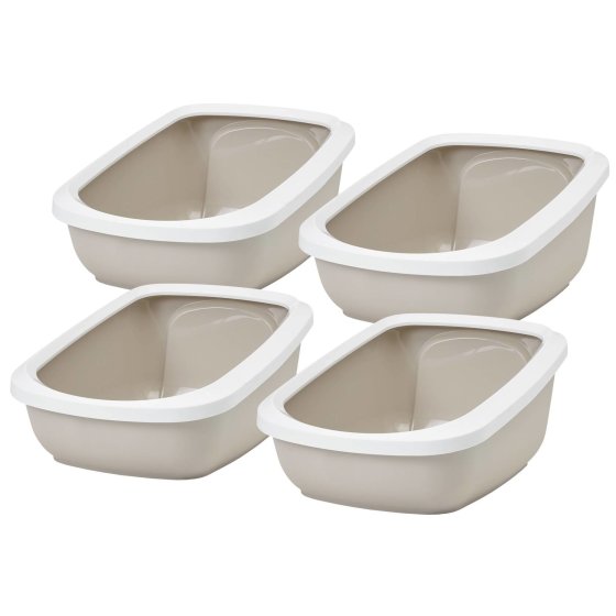 4er Sparpack Katzentoilette Katzenklo mit Rand ASEO JUMBO weiss-beige