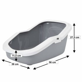 3-pack cat litter tray with rim ASEO grey-white