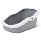 3-pack cat litter tray with rim ASEO grey-white with free toy