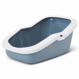 2-pack cat litter tray with rim ASEO grey-white
