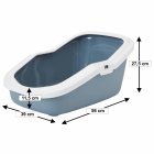 2-pack cat litter tray with rim ASEO grey-white