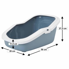 4-pack cat litter tray with rim ASEO grey-white