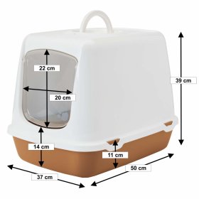 (2nd choice item) Cat Toilet Hood Toilet for cats OSCAR 50 x 37 x 39 cm white-brown