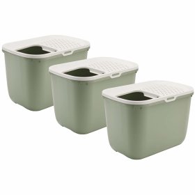 3-pack cat litter tray HOP IN entry from above light...