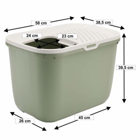 3-pack cat litter tray HOP IN entry from above light green