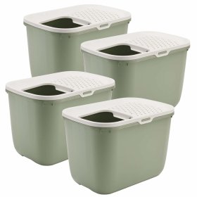 4-pack cat litter tray HOP IN entry from above light green