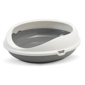 2-pack oval litter tray litter tray with rim white-grey