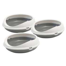 3pcs economy pack oval litter tray cat toilet with rim...