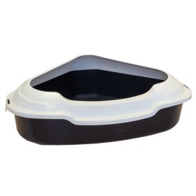 Economy Pack Cat Toilet Corner XXL Bowl Toilet MEMPHIS black-white + Mat