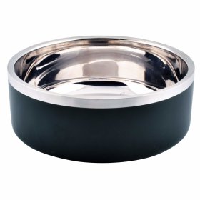 2-pack dog bowl double-walled food bowl water bowl black 2 x 850 ml