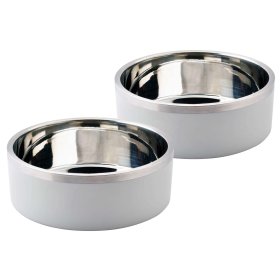 2-pack dog bowl double-walled feeding bowl water bowl white 2 x 850 ml