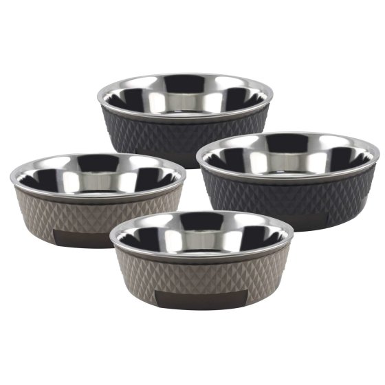 2-pack double-walled feeding bowl Water bowl black or taupe in 350, 850 or 1600 ml