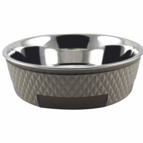 2-pack double-walled feeding bowl Water bowl black or taupe in 350, 850 or 1600 ml