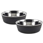 2 Pack Dog Bowl Double-Walled Feeding Bowl Water Bowl 2 x 350 ml Black