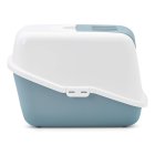 3-pack cat litter tray bonnet litter tray in white-light blue with free cat toy