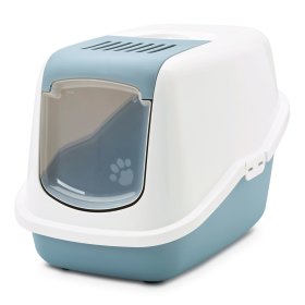 Economy package litter tray bonnet litter tray in white-light blue with large mat for lying on