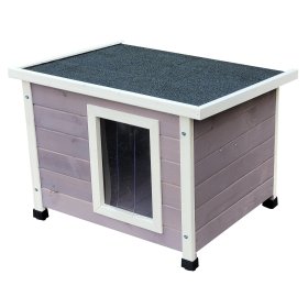 Outdoor cat house cat house cat house with swinging door made of slats 57 x 45 x 43 cm grey-white