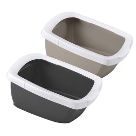 2-pack cat litter tray with removable rim white-grey +...