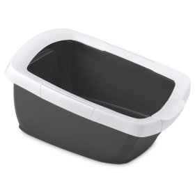 2-pack cat litter tray with removable rim white-grey