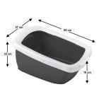 2-pack cat litter tray with removable rim white-grey