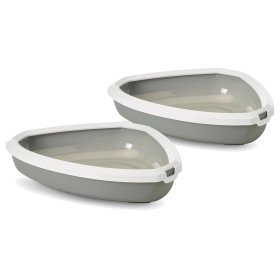 Economy pack of 2 cat litter trays Corner litter tray...