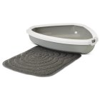 Economy pack cat toilet corner litter tray with rim grey-white incl. litter mat