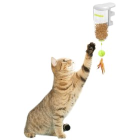 (B-WARE) Interaktives Katzenspielzeug Treat Dispenser Futterspender inkl. Halterung z.B. für Tischkante