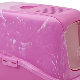 Economy package litter tray bonnet litter tray in pink-marble with large mat for lying on