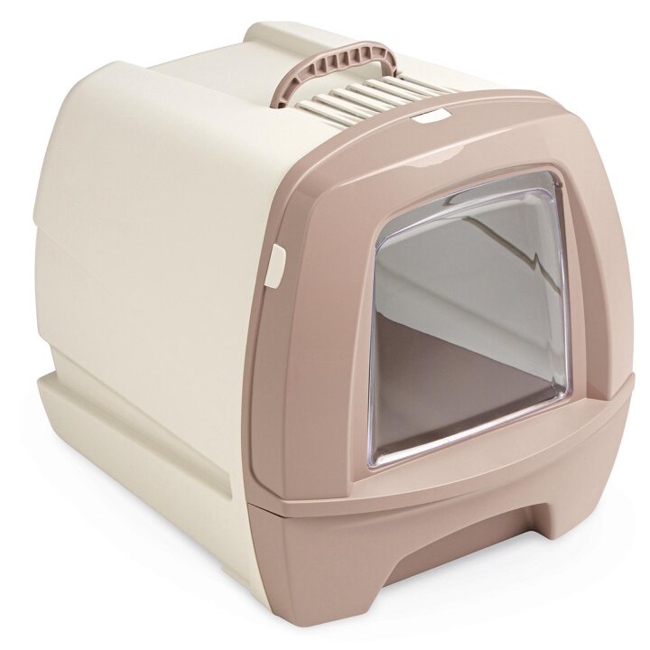 Retro-Katzentoilette Katzenklo mit Schubalde 48,5 x 40 x 41 cm altrosa-beige